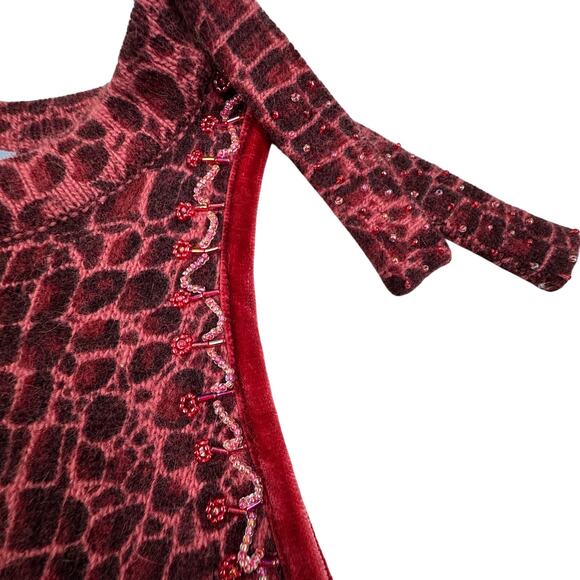 Urchin Mark Eisen Wool Angora Soft Animal Print Beaded Tank Top Women's Size M - Picture 3 of 6